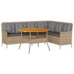 vidaXL Set canapele de grădină cu perne, 2 piese, bej, poliratan