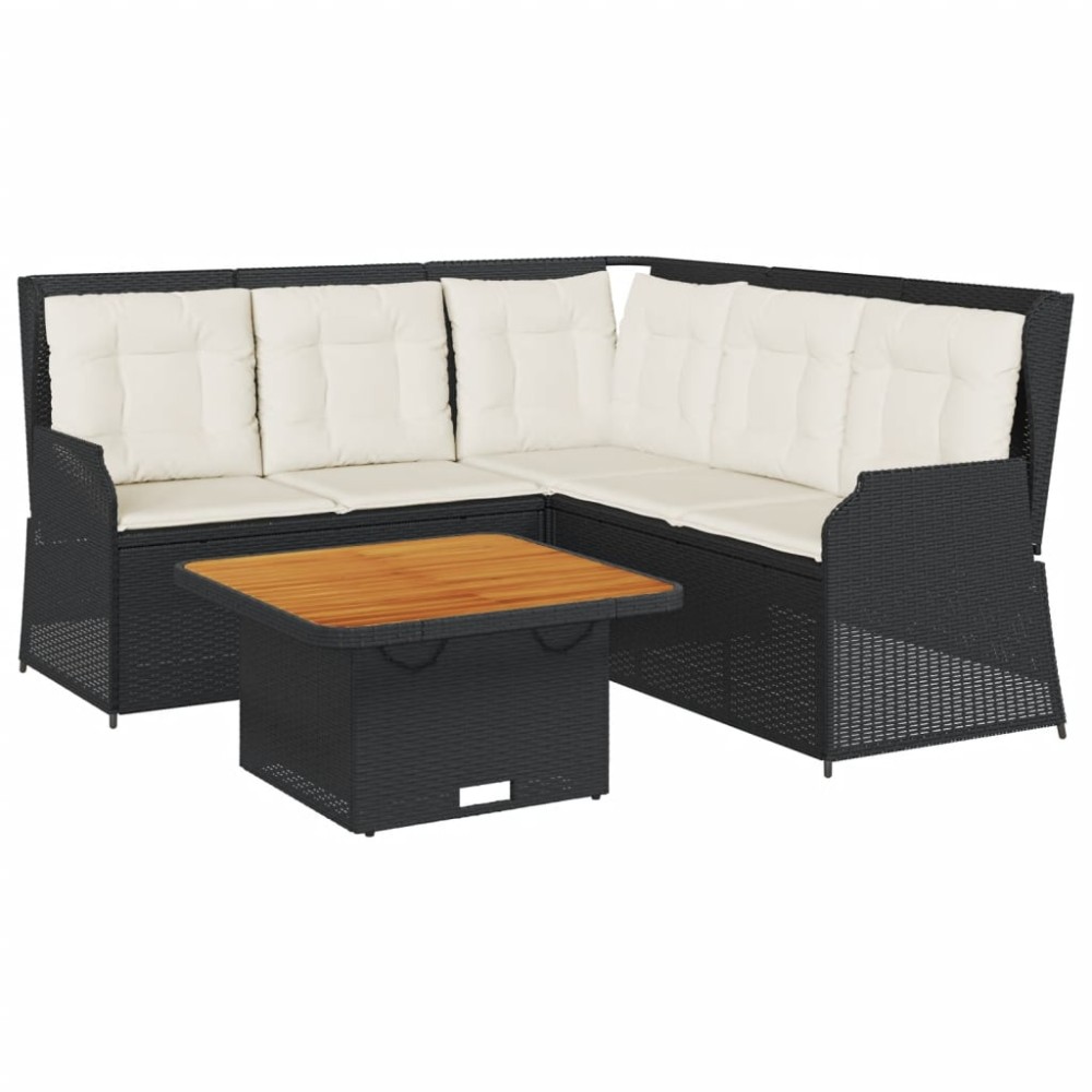 vidaXL Set mobilier relaxare grădină 4 piese cu perne poliratan negru
