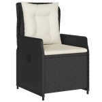 vidaXL Set bistro cu perne, 3 piese, negru, poliratan
