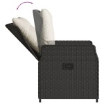 vidaXL Set bistro cu perne, 3 piese, negru, poliratan