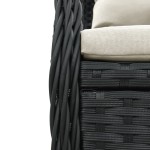 vidaXL Set bistro cu perne, 3 piese, negru, poliratan
