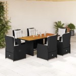 vidaXL Set mobilier de grădină cu perne, 7 piese, negru, poliratan vidaXL Set mobilier de grădină cu perne, 7 piese, negru, poliratan