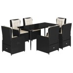 vidaXL Set mobilier de grădină cu perne, 7 piese, negru, poliratan vidaXL Set mobilier de grădină cu perne, 7 piese, negru, poliratan