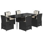 vidaXL Set mobilier de grădină cu perne, 7 piese, negru, poliratan vidaXL Set mobilier de grădină cu perne, 7 piese, negru, poliratan