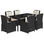 vidaXL Set mobilier de grădină cu perne, 7 piese, negru, poliratan vidaXL Set mobilier de grădină cu perne, 7 piese, negru, poliratan