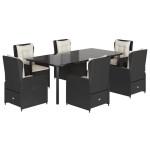 vidaXL Set mobilier de grădină cu perne, 7 piese, negru, poliratan vidaXL Set mobilier de grădină cu perne, 7 piese, negru, poliratan