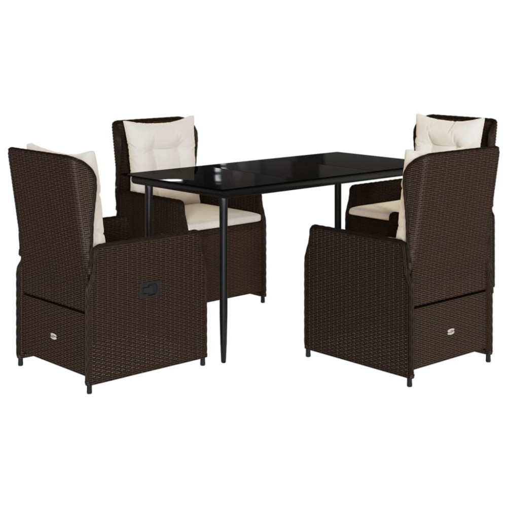 vidaXL Set mobilier de grădină, 5 piese, cu perne, maro, poliratan