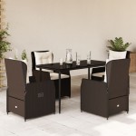 vidaXL Set mobilier de grădină, 5 piese, cu perne, maro, poliratan vidaXL Set mobilier de grădină, 5 piese, cu perne, maro, poliratan