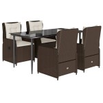vidaXL Set mobilier de grădină, 5 piese, cu perne, maro, poliratan vidaXL Set mobilier de grădină, 5 piese, cu perne, maro, poliratan
