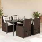 vidaXL Set mobilier de grădină, 5 piese, cu perne, maro, poliratan vidaXL Set mobilier de grădină, 5 piese, cu perne, maro, poliratan