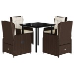 vidaXL Set mobilier de grădină, 5 piese, cu perne, maro, poliratan vidaXL Set mobilier de grădină, 5 piese, cu perne, maro, poliratan