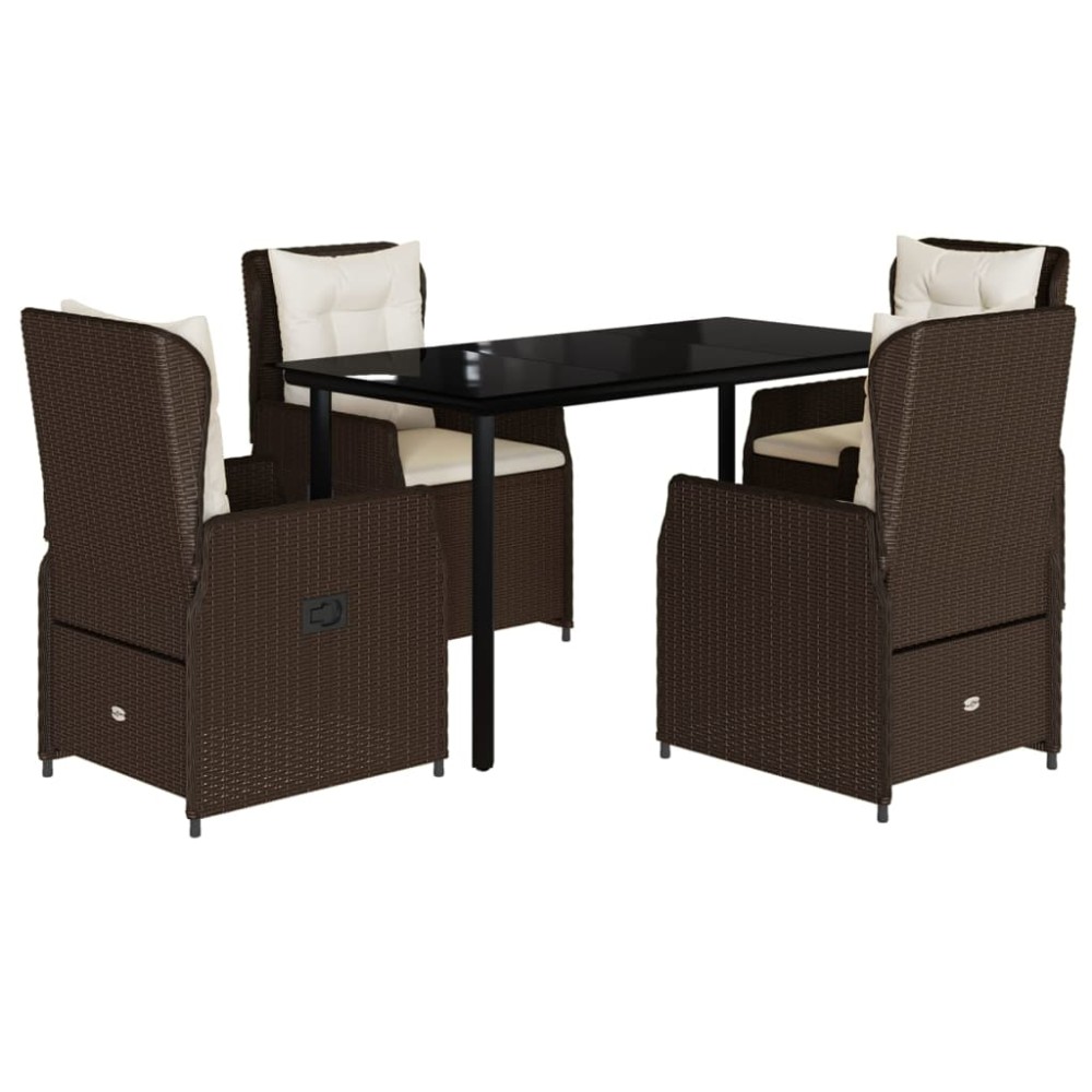 vidaXL Set mobilier de grădină, 5 piese, cu perne, maro, poliratan