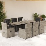 vidaXL Set mobilier grădină cu perne, 9 piese, gri deschis, poliratan vidaXL Set mobilier grădină cu perne, 9 piese, gri deschis, poliratan