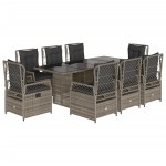 vidaXL Set mobilier grădină cu perne, 9 piese, gri, poliratan