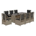 vidaXL Set mobilier grădină cu perne, 9 piese, gri deschis, poliratan
