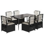 vidaXL Set mobilier de grădină cu perne, 7 piese, negru, poliratan vidaXL Set mobilier de grădină cu perne, 7 piese, negru, poliratan