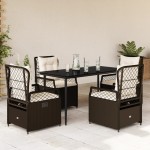 vidaXL Set mobilier de grădină, 5 piese, cu perne, maro, poliratan vidaXL Set mobilier de grădină, 5 piese, cu perne, maro, poliratan