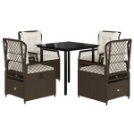 vidaXL Set mobilier de grădină, 5 piese, cu perne, maro, poliratan vidaXL Set mobilier de grădină, 5 piese, cu perne, maro, poliratan