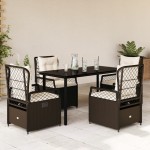 vidaXL Set mobilier de grădină, 5 piese, cu perne, maro, poliratan vidaXL Set mobilier de grădină, 5 piese, cu perne, maro, poliratan