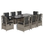 vidaXL Set mobilier grădină cu perne, 9 piese, gri deschis, poliratan vidaXL Set mobilier grădină cu perne, 9 piese, gri deschis, poliratan