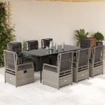 vidaXL Set mobilier grădină cu perne, 9 piese, gri deschis, poliratan vidaXL Set mobilier grădină cu perne, 9 piese, gri deschis, poliratan