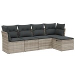 vidaXL Set canapele de grădină cu perne, 5 piese gri deschis poliratan vidaXL Set canapele de grădină cu perne, 5 piese gri deschis poliratan