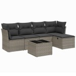 vidaXL Set mobilier grădină cu perne, 6 piese, gri, poliratan vidaXL Set mobilier grădină cu perne, 6 piese, gri, poliratan