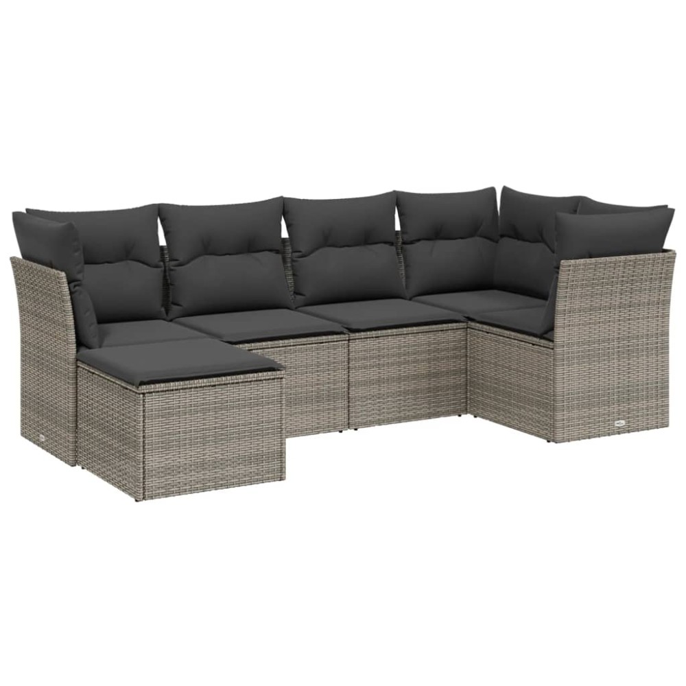 vidaXL Set mobilier grădină cu perne, 6 piese, gri, poliratan