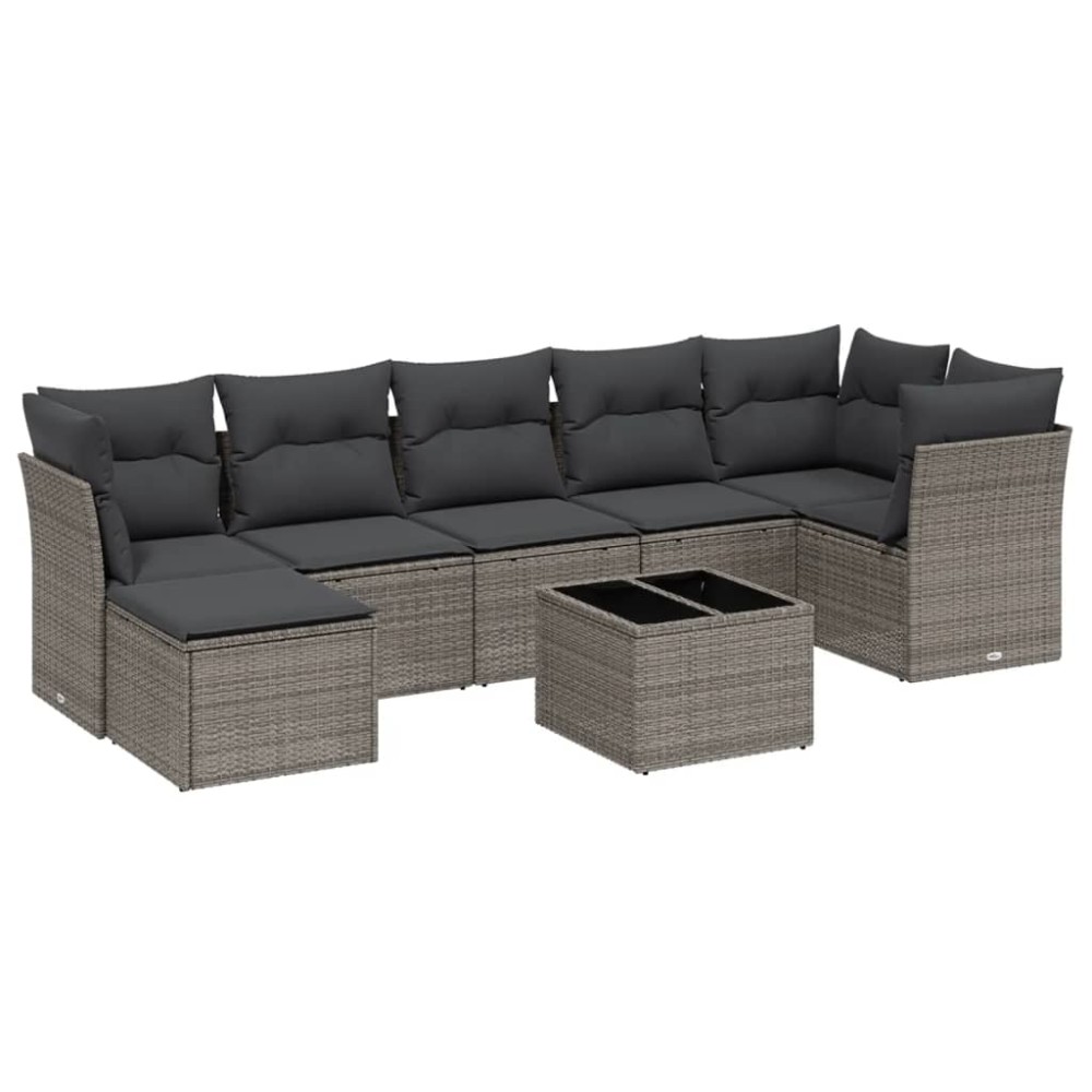 vidaXL Set mobilier de grădină cu perne, 8 piese gri deschis poliratan