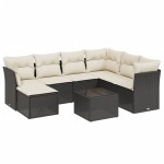 vidaXL Set mobilier de grădină cu perne, 8 piese, negru, poliratan