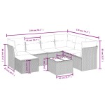 vidaXL Set mobilier de grădină cu perne, 8 piese, negru, poliratan