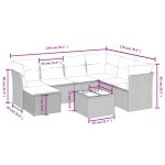 vidaXL Set mobilier de grădină cu perne, 8 piese gri deschis poliratan