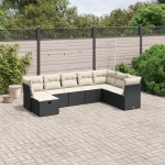 vidaXL Set mobilier de grădină cu perne, 8 piese, negru, poliratan vidaXL Set mobilier de grădină cu perne, 8 piese, negru, poliratan