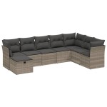 vidaXL Set mobilier de grădină cu perne, 8 piese gri deschis poliratan
