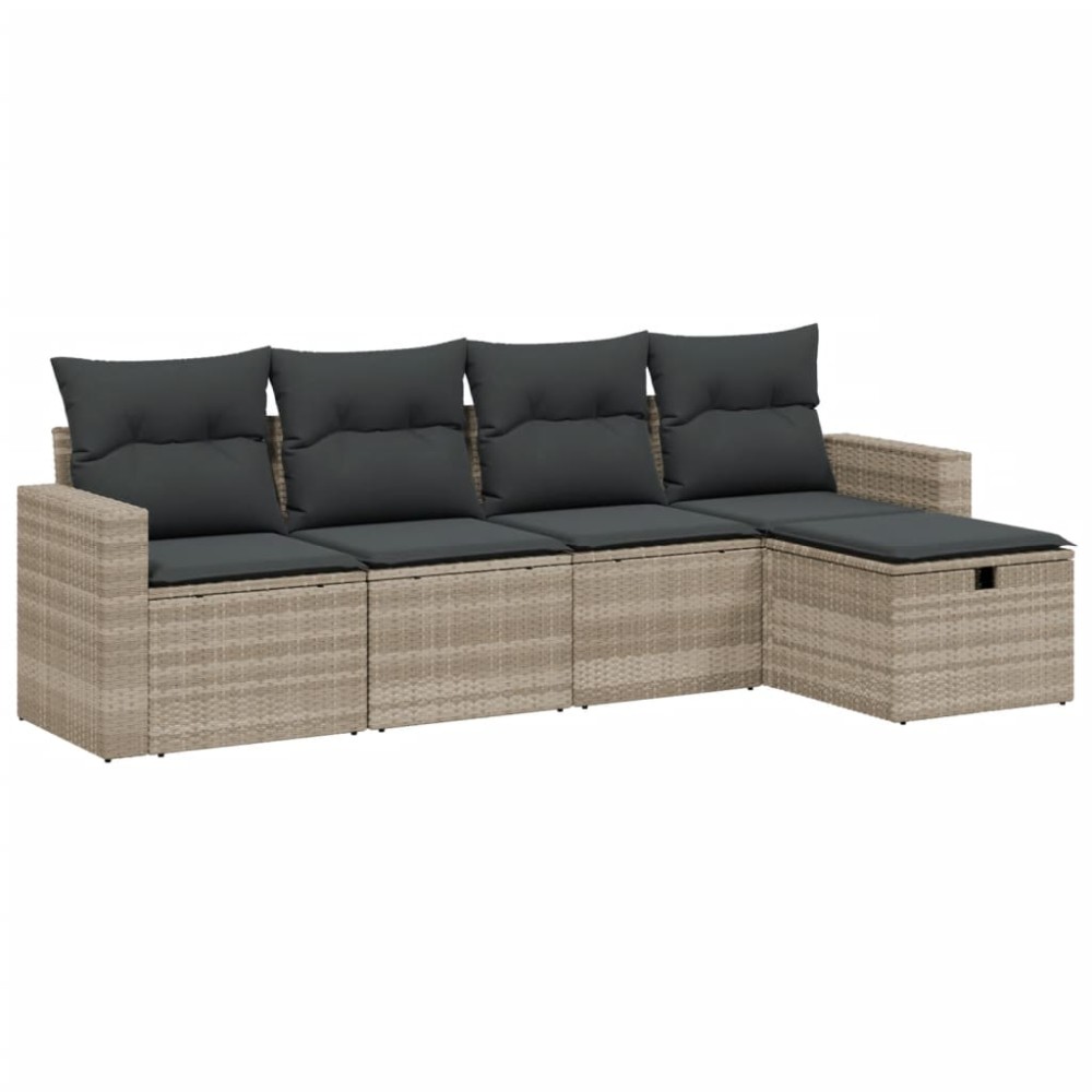 vidaXL Set canapele de grădină cu perne, 5 piese gri deschis poliratan