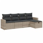 vidaXL Set canapele de grădină cu perne, 5 piese gri deschis poliratan vidaXL Set canapele de grădină cu perne, 5 piese gri deschis poliratan