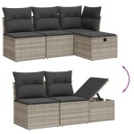 vidaXL Set canapele de grădină cu perne, 5 piese gri deschis poliratan vidaXL Set canapele de grădină cu perne, 5 piese gri deschis poliratan