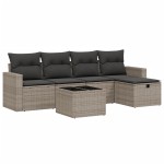 vidaXL Set mobilier grădină cu perne, 6 piese, gri, poliratan