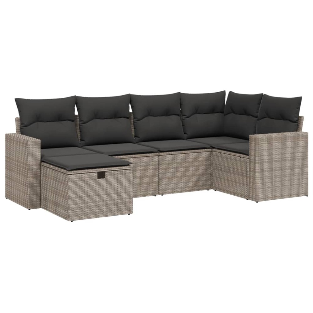 vidaXL Set mobilier grădină cu perne, 6 piese, gri, poliratan