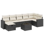 vidaXL Set mobilier de grădină cu perne, 8 piese, negru, poliratan