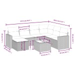 vidaXL Set mobilier de grădină cu perne, 8 piese, negru, poliratan