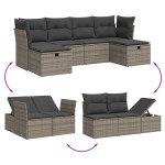 vidaXL Set mobilier grădină cu perne, 6 piese, gri, poliratan