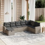 vidaXL Set mobilier de grădină cu perne, 8 piese gri deschis poliratan vidaXL Set mobilier de grădină cu perne, 8 piese gri deschis poliratan