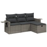 vidaXL Set canapea de grădină cu perne, 4 piese, gri, poliratan vidaXL Set canapea de grădină cu perne, 4 piese, gri, poliratan