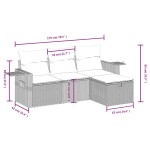vidaXL Set canapea de grădină cu perne, 4 piese, gri, poliratan vidaXL Set canapea de grădină cu perne, 4 piese, gri, poliratan