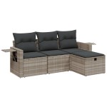 vidaXL Set canapea de grădină cu perne, 4 piese, gri deschis poliratan vidaXL Set canapea de grădină cu perne, 4 piese, gri deschis poliratan