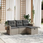 vidaXL Set canapea de grădină cu perne, 4 piese, gri deschis poliratan vidaXL Set canapea de grădină cu perne, 4 piese, gri deschis poliratan