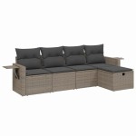 vidaXL Set canapea de grădină cu perne, 5 piese, gri, poliratan