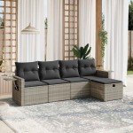 vidaXL Set canapele de grădină cu perne, 5 piese gri deschis poliratan vidaXL Set canapele de grădină cu perne, 5 piese gri deschis poliratan