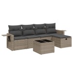 vidaXL Set mobilier grădină cu perne, 6 piese, gri, poliratan